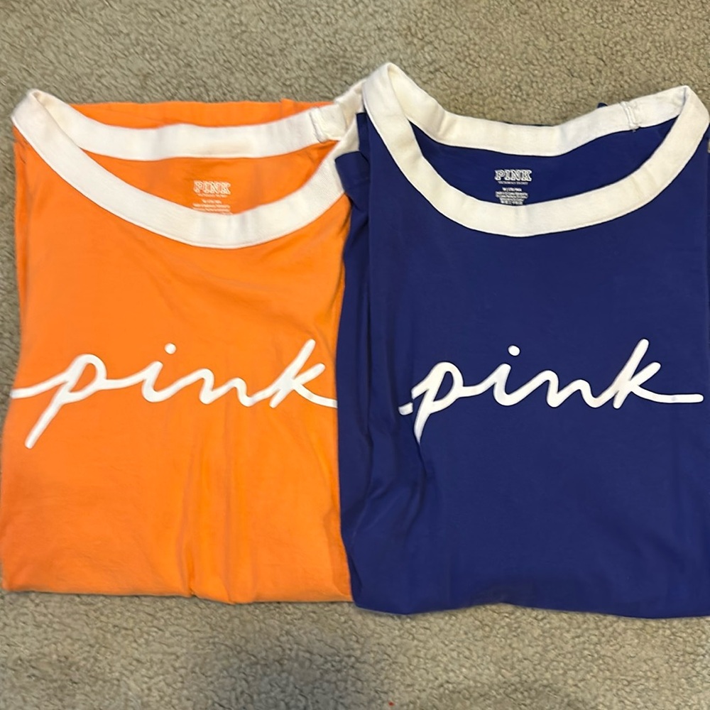 2 pink shirts both size medium orange and purple